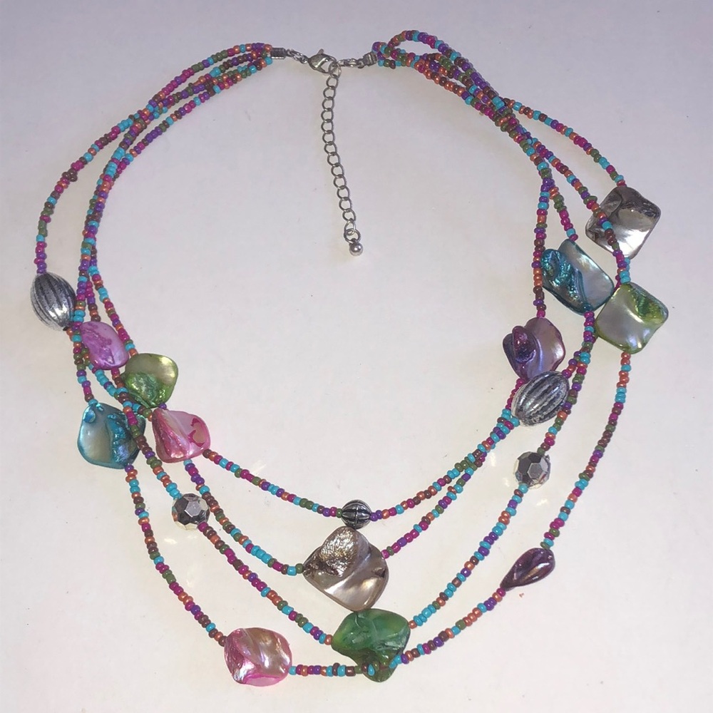 Multicolor Shell Beaded Boho Necklace - image 2